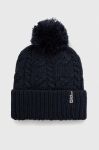 Шапка Jack Wolfskin Pompom колір синій вовна Шапка Jack Wolfskin Pompom колір синій вовна