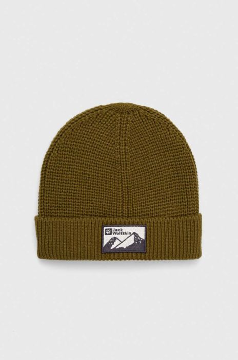 Шапка Jack Wolfskin колір зелений з товстого трикотажу (3537687)