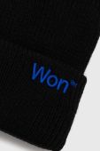 Шапка з домішкою вовни Won Hundred колір чорний з товстого трикотажу
