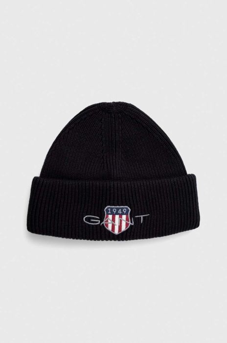Шапка з домішкою вовни Gant колір чорний з товстого трикотажу (3537695) Шапка з домішкою вовни Gant колір чорний з товстого трикотажу (3537695)