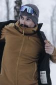 Шапка Fjallraven Tab колір сірий з товстого трикотажу