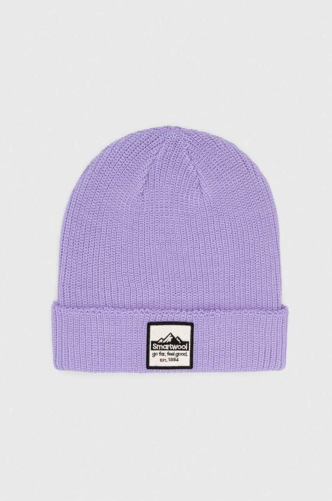 Вовняна шапка Smartwool колір фіолетовий з товстого трикотажу вовна