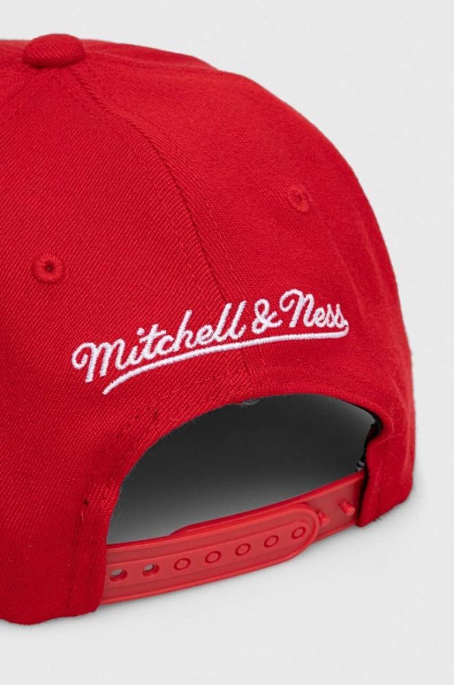 Кепка з домішкою вовни Mitchell&Ness колір червоний з аплікацією фото 3