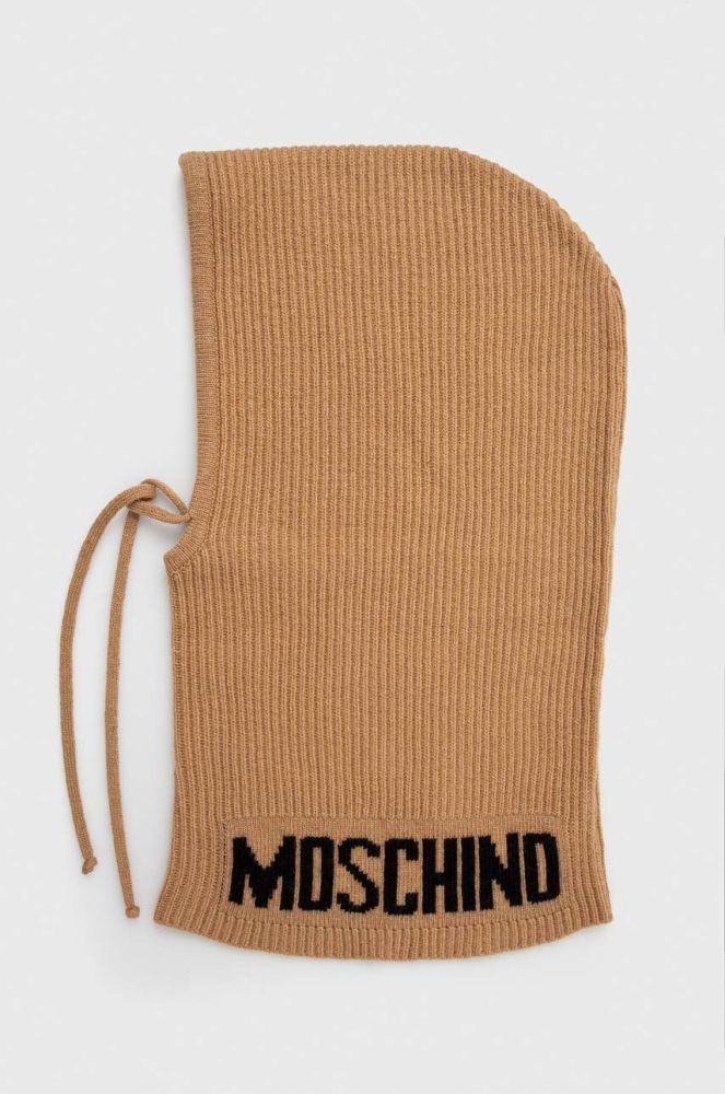 Капор з домішкою вовни Moschino колір бежевий