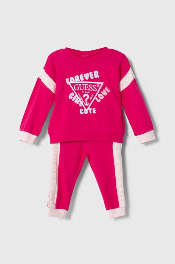 Дитячий бавовняний костюм Guess колір рожевий (3485690)
