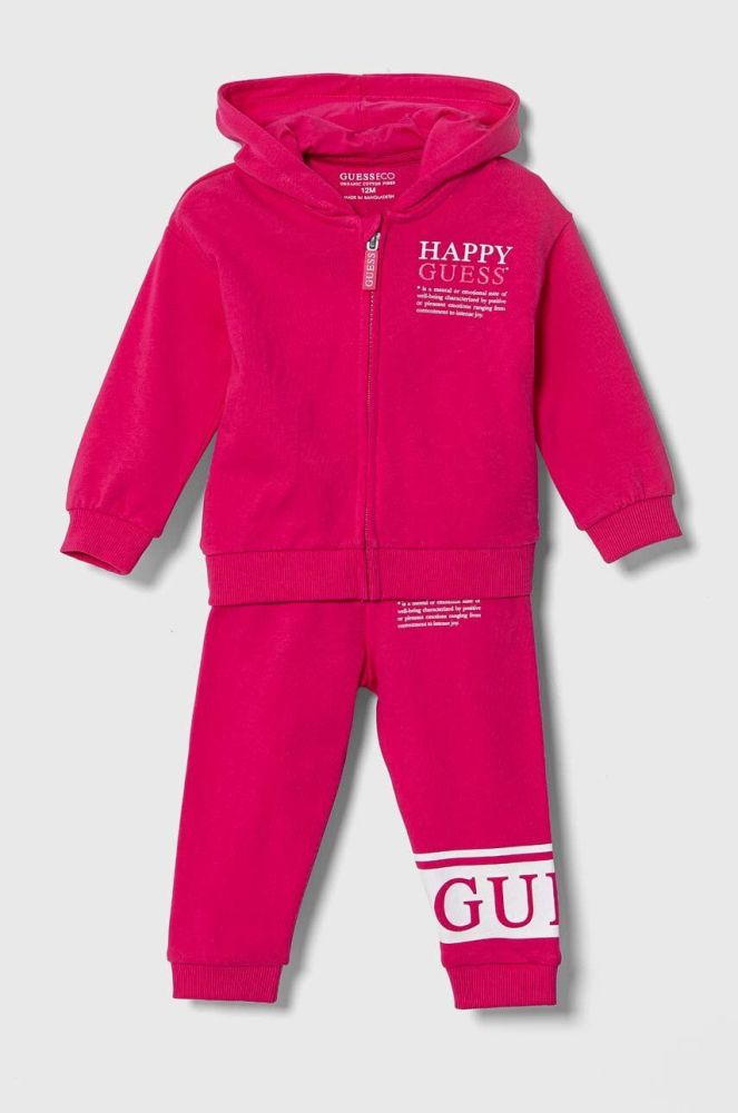 Дитячий бавовняний костюм Guess колір рожевий (3445968)