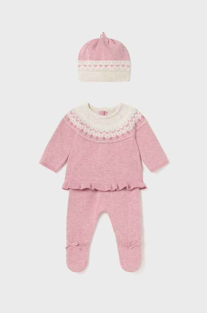 Дитячий бавовняний комплект Mayoral Newborn Gift box колір рожевий фото 2
