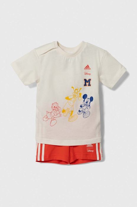 Дитячий бавовняний комплект adidas колір бежевий