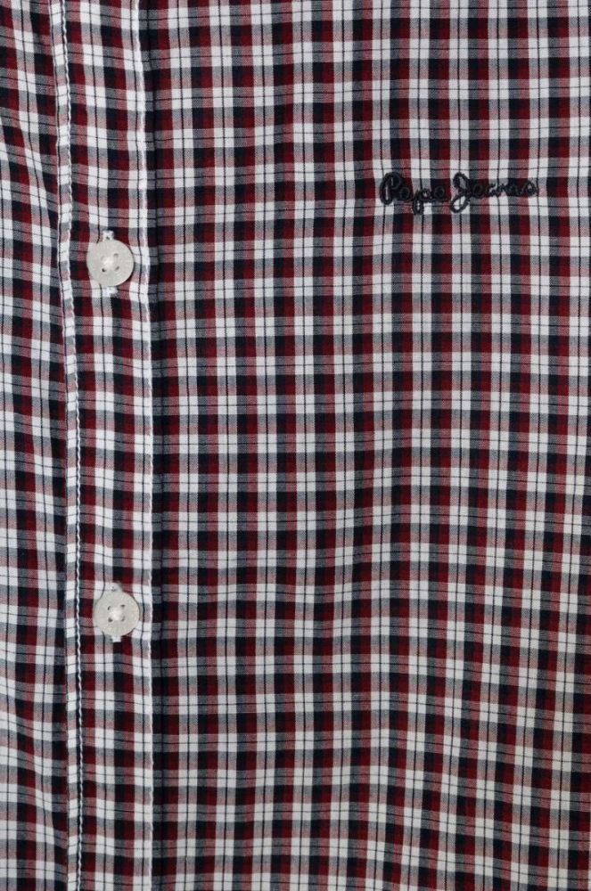 Дитяча бавовняна сорочка Pepe Jeans колір бордовий фото 3