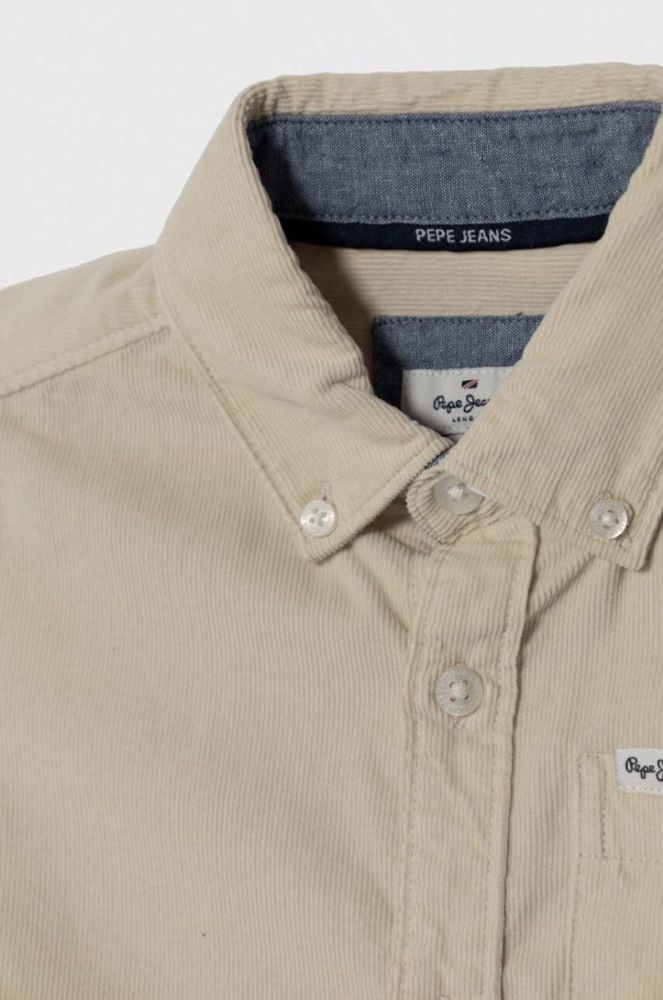 Вельветова сорочка Pepe Jeans колір бежевий фото 3