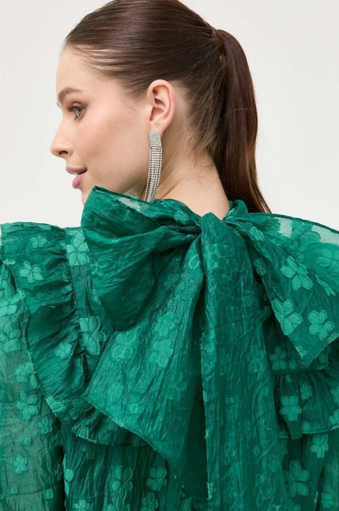 Блузка Custommade жіноча колір зелений візерунок