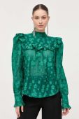 Блузка Custommade жіноча колір зелений візерунок
