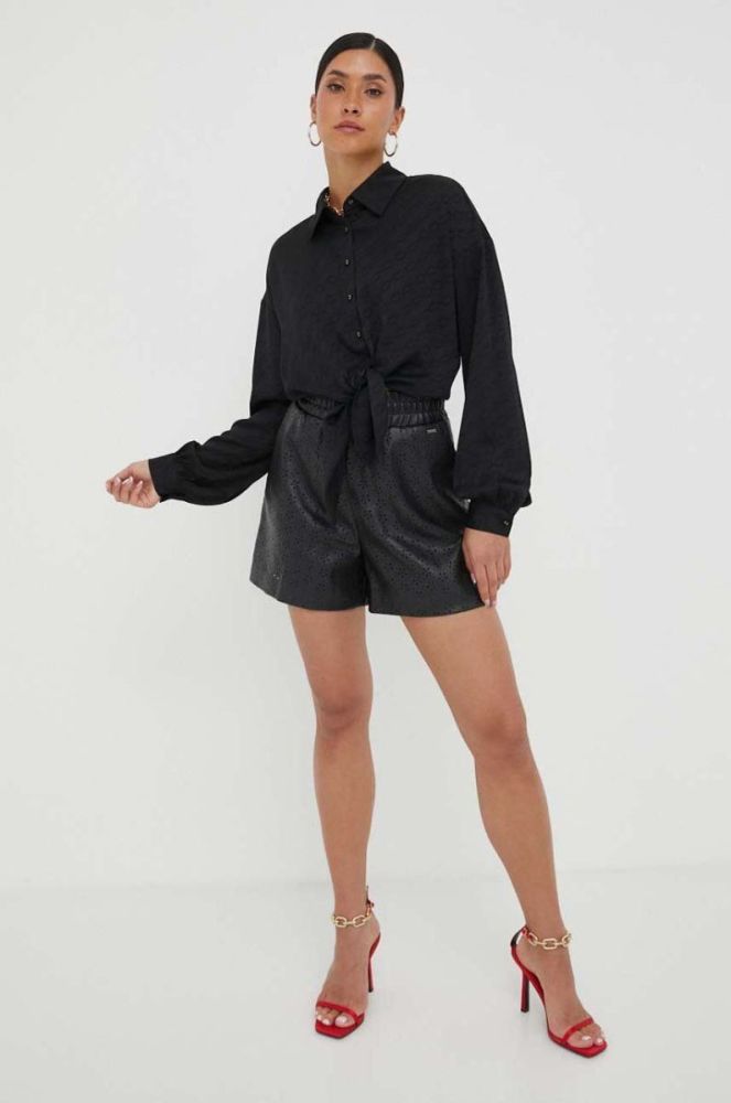 Сорочка Guess жіноча колір чорний relaxed класичний комір (3408939) фото 2