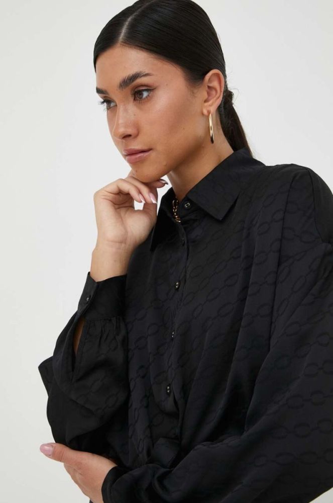 Сорочка Guess жіноча колір чорний relaxed класичний комір (3408939) фото 4
