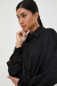 Сорочка Guess жіноча колір чорний relaxed класичний комір (3408939)