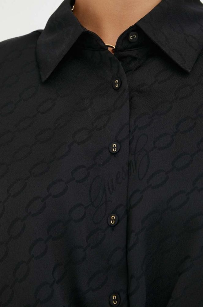 Сорочка Guess жіноча колір чорний relaxed класичний комір (3408939) фото 5