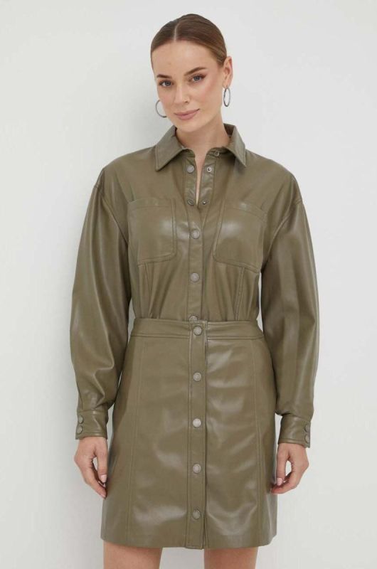 Сорочка Guess жіноча колір зелений relaxed класичний комір (3408955) фото 2