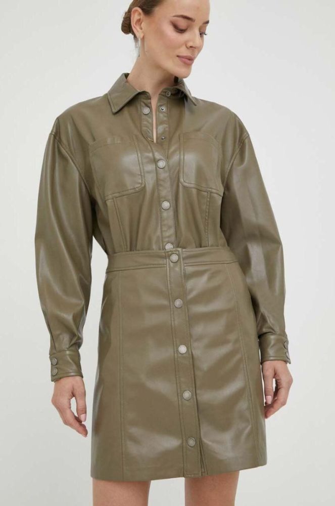 Сорочка Guess жіноча колір зелений relaxed класичний комір (3408955) фото 4