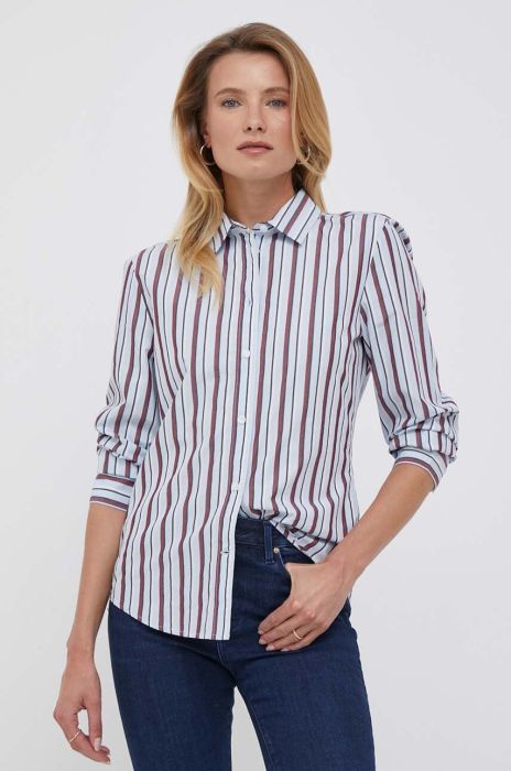 Бавовняна сорочка Tommy Hilfiger жіноча regular класичний комір колір блакитний (3341912)