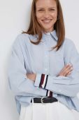 Бавовняна сорочка Tommy Hilfiger жіноча relaxed класичний комір колір блакитний (3389066)