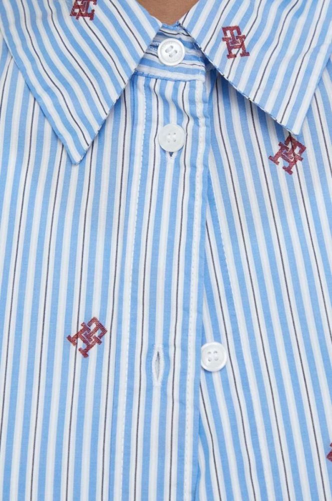 Бавовняна сорочка Tommy Hilfiger жіноча relaxed класичний комір колір блакитний (3381236) фото 2