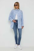 Бавовняна сорочка Tommy Hilfiger жіноча relaxed класичний комір колір блакитний (3381236)
