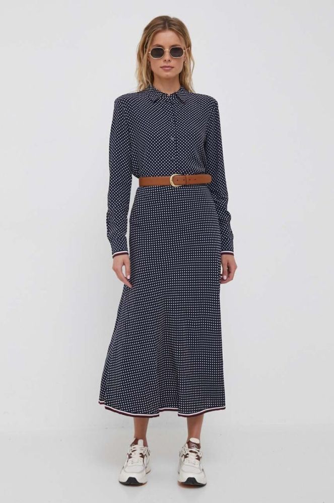 Сорочка Tommy Hilfiger жіноча колір синій regular класичний комір (3348507) фото 2