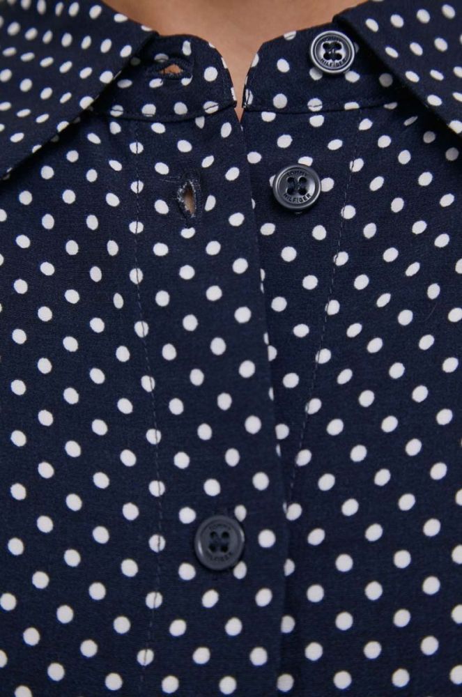 Сорочка Tommy Hilfiger жіноча колір синій regular класичний комір (3348507) фото 5