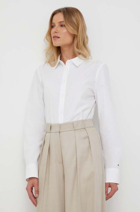 Бавовняна сорочка Tommy Hilfiger жіноча колір білий relaxed класичний комір (3369393)