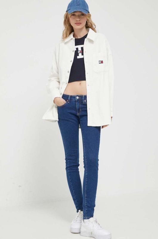 Вельветова сорочка Tommy Jeans колір бежевий relaxed класичний комір (3374777) фото 2
