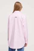 Бавовняна сорочка Tommy Jeans жіноча колір рожевий relaxed класичний комір