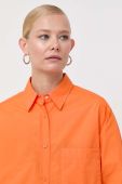 Бавовняна сорочка BOSS жіноча колір помаранчевий regular класичний комір
