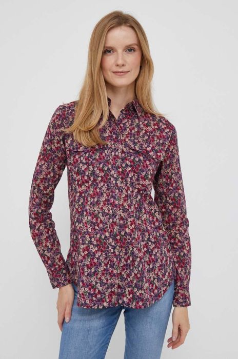 Бавовняна сорочка Lauren Ralph Lauren жіноча колір рожевий regular класичний комір