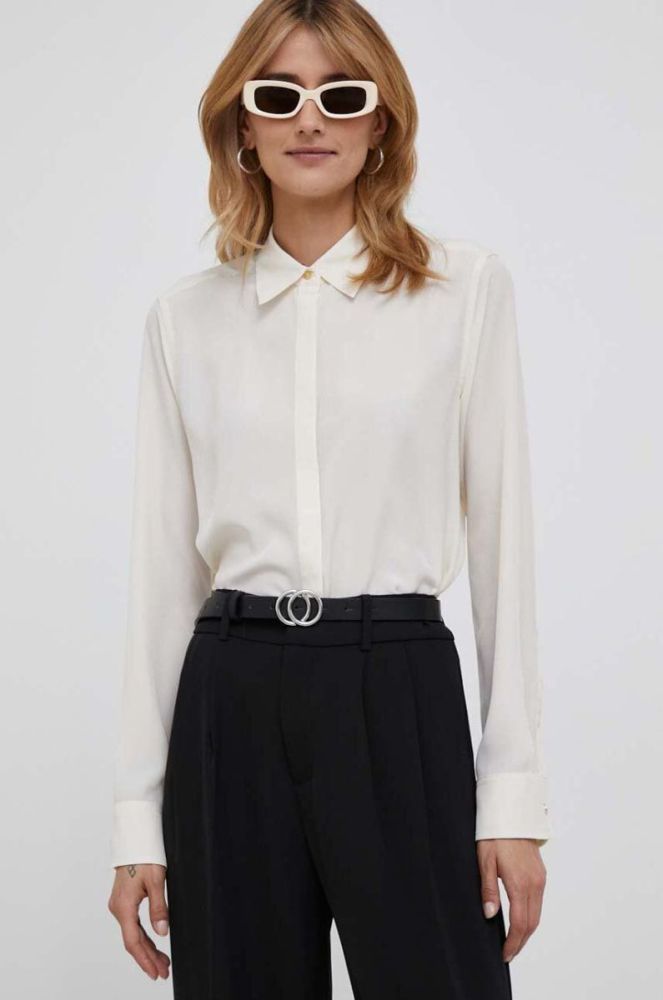 Сорочка Lauren Ralph Lauren жіноча колір бежевий regular класичний комір фото 4