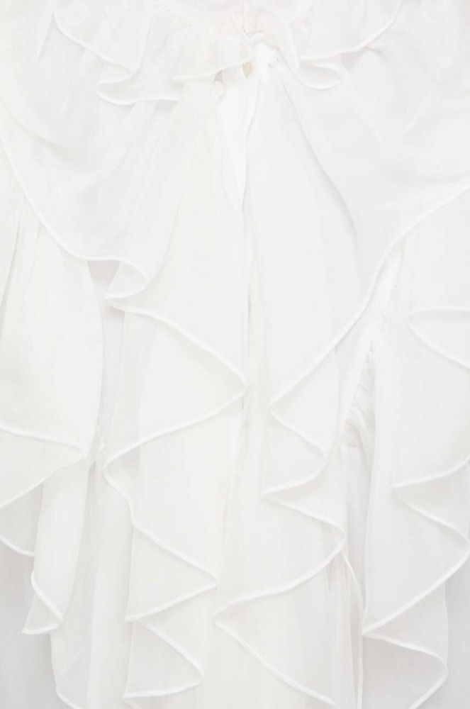 Сорочка з домішкою шовку Pinko колір бежевий regular зі стійкою фото 5