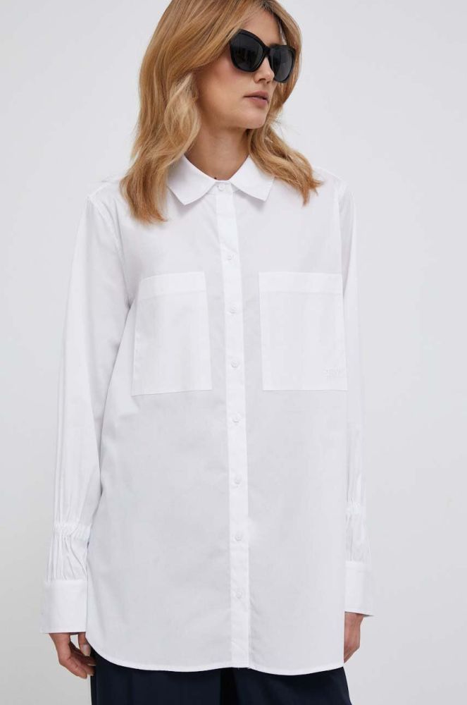 Сорочка Dkny жіноча колір білий relaxed класичний комір