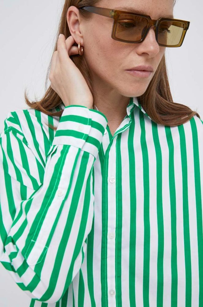 Бавовняна сорочка Polo Ralph Lauren жіноча колір зелений relaxed класичний комір