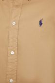 Бавовняна сорочка Polo Ralph Lauren жіноча колір бежевий relaxed класичний комір