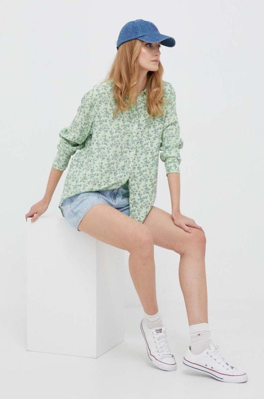 Сорочка Pepe Jeans Falae жіноча колір зелений regular класичний комір