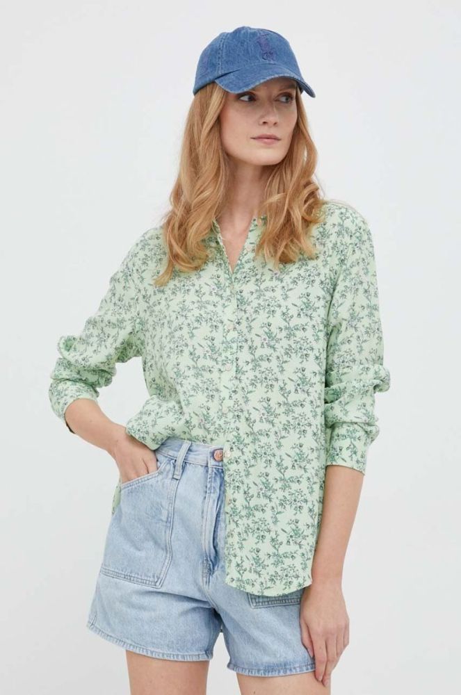 Сорочка Pepe Jeans Falae жіноча колір зелений regular класичний комір фото 4