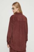 Вельветова сорочка Roxy колір коричневий relaxed класичний комір