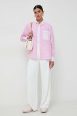 Бавовняна сорочка MAX&Co. жіноча колір рожевий relaxed класичний комір