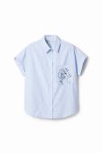 Сорочка Desigual жіноча relaxed класичний комір колір блакитний