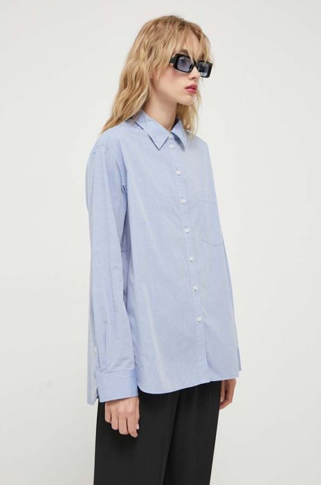 Бавовняна сорочка Lovechild жіноча relaxed класичний комір колір блакитний