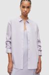Бавовняна сорочка AllSaints Sasha жіноча колір фіолетовий relaxed класичний комір
