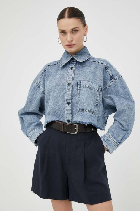 Джинсова сорочка Drykorn жіноча relaxed класичний комір колір блакитний