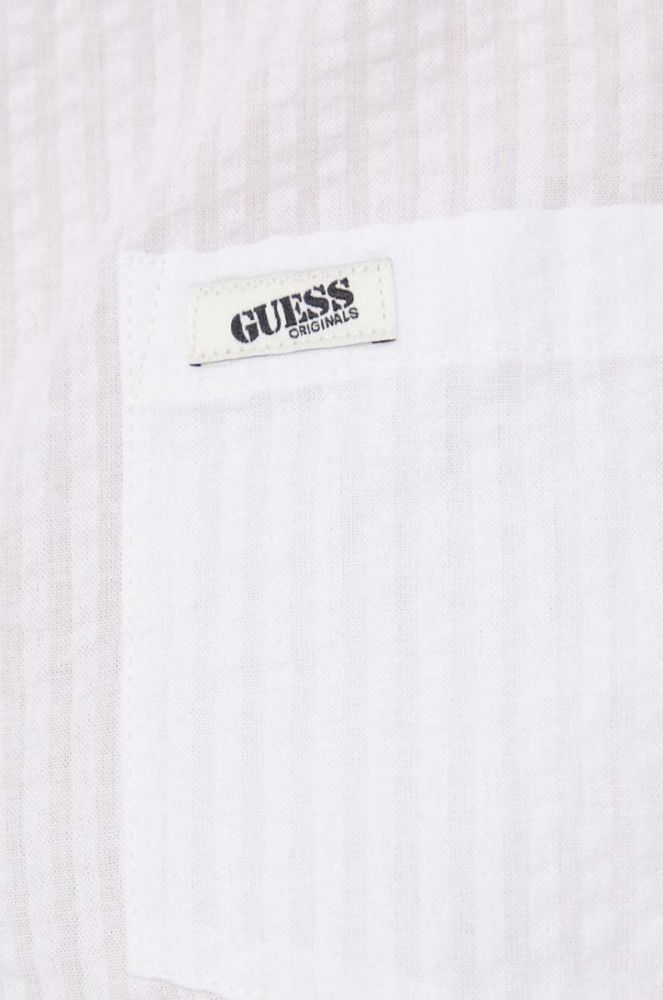 Бавовняна сорочка Guess Originals жіноча колір білий regular класичний комір фото 5