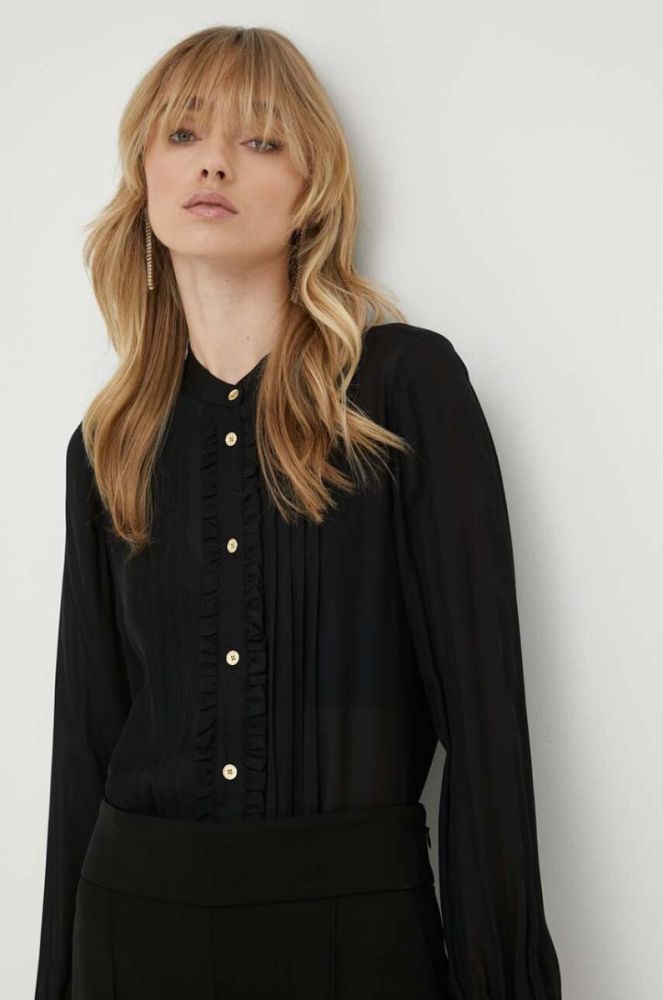 Сорочка з домішкою шовку MICHAEL Michael Kors колір чорний regular фото 4