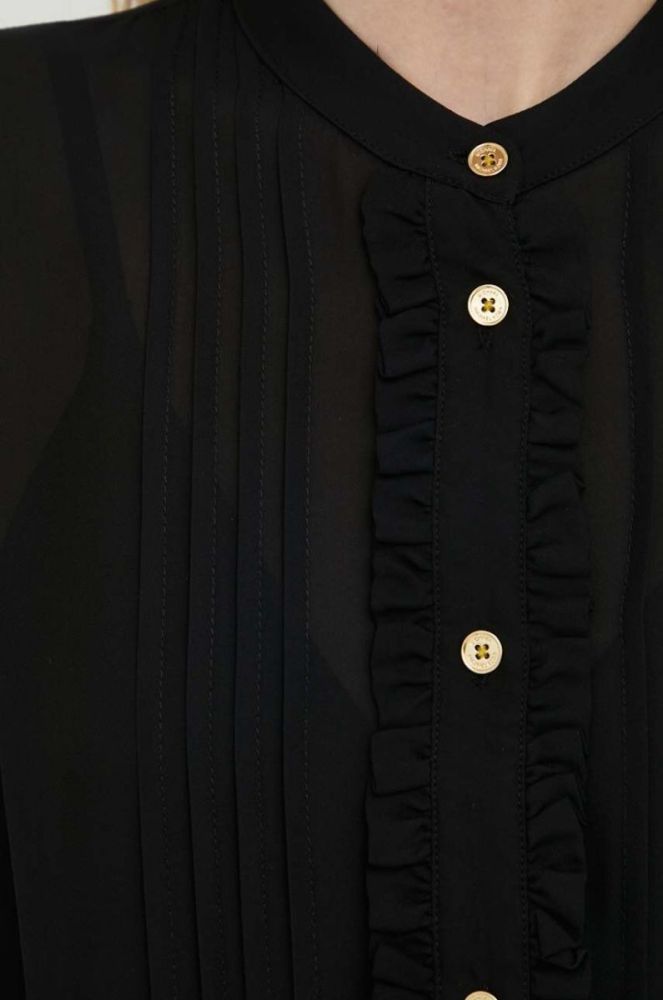 Сорочка з домішкою шовку MICHAEL Michael Kors колір чорний regular фото 5