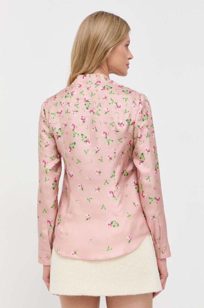 Шовкова сорочка Red Valentino колір рожевий regular зі стійкою фото 3